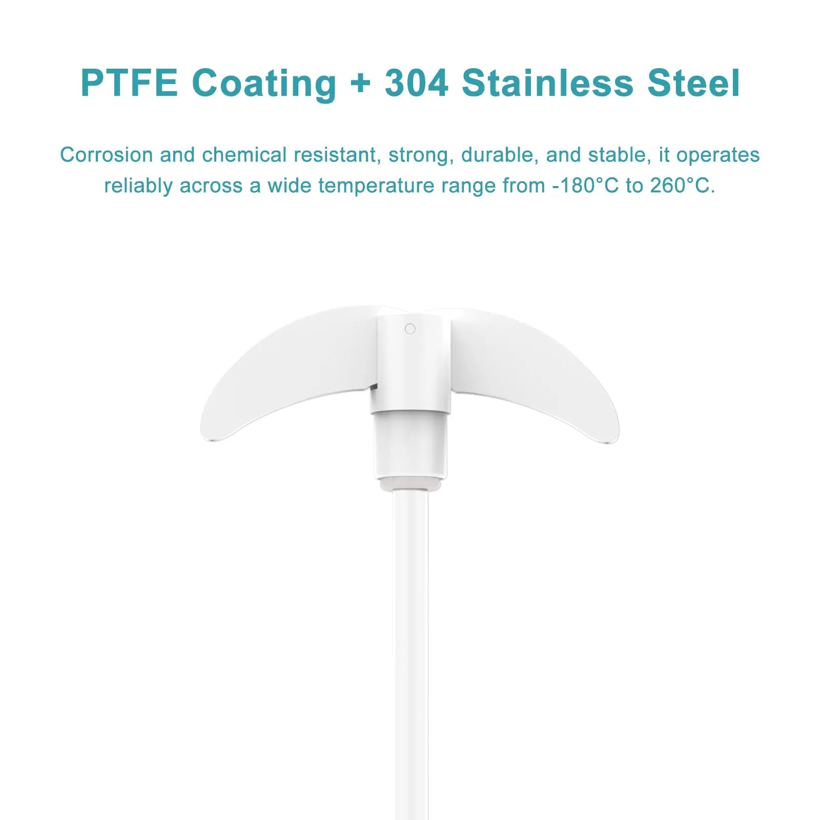 Side view and dimensional layout of the durable StonyLab PTFE Stirring Shaft with Foldable Paddle