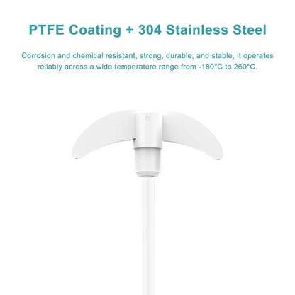 PTFE Stirring Shaft with Foldable Paddle, 7/8 mm Shaft Diameter, Length 85-400 mm, 2-Pack