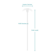PTFE stirring shaft with foldable paddle, 7 mm diameter, 250–350 mm length, 2-pack for laboratory mixing with overhead stirrers StonyLab