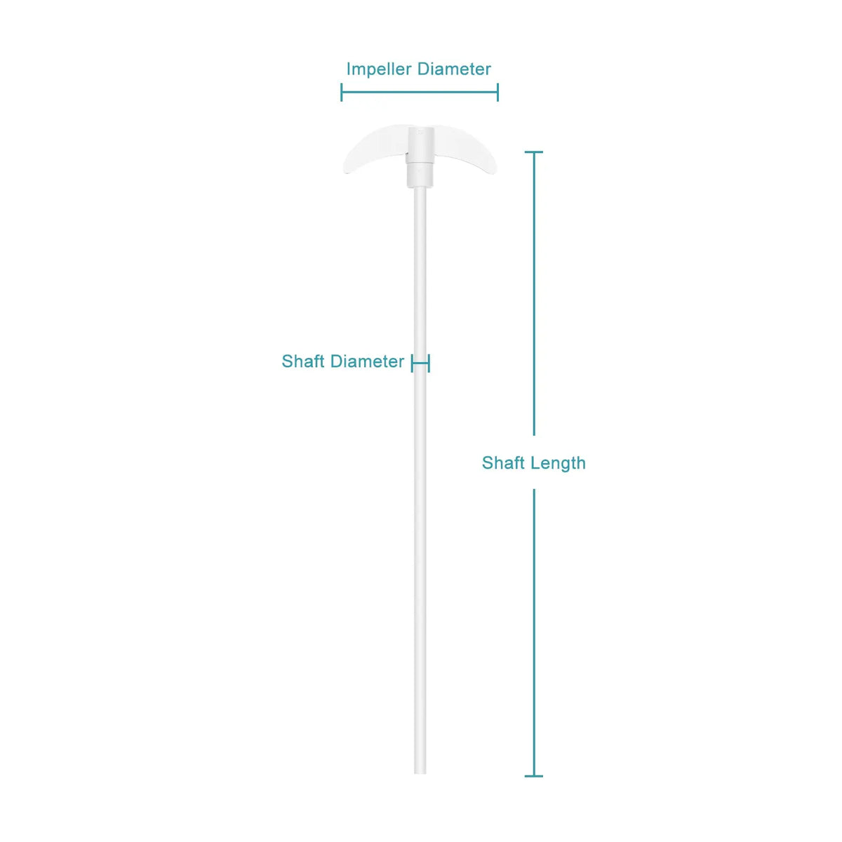 PTFE stirring shaft with foldable paddle, 7 mm diameter, 250–350 mm length, 2-pack for laboratory mixing with overhead stirrers StonyLab