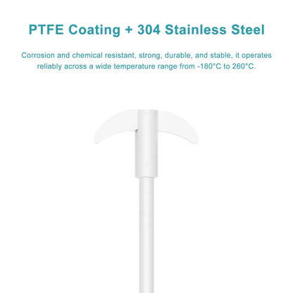 PTFE stirring shaft with foldable paddle, 7 mm diameter, 250–350 mm length, 2-pack for laboratory mixing with overhead stirrers StonyLab