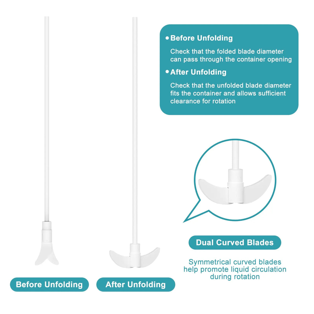 PTFE Stirring Shaft with Foldable Paddle, 7 mm Diameter, 250-350 mm Length, 2-Pack Stirring-PTFE Paddles