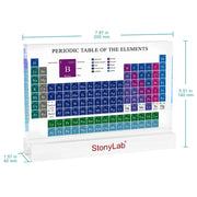Close-up view showing the precise design and material of StonyLab Periodic Table with Real Elements Inside