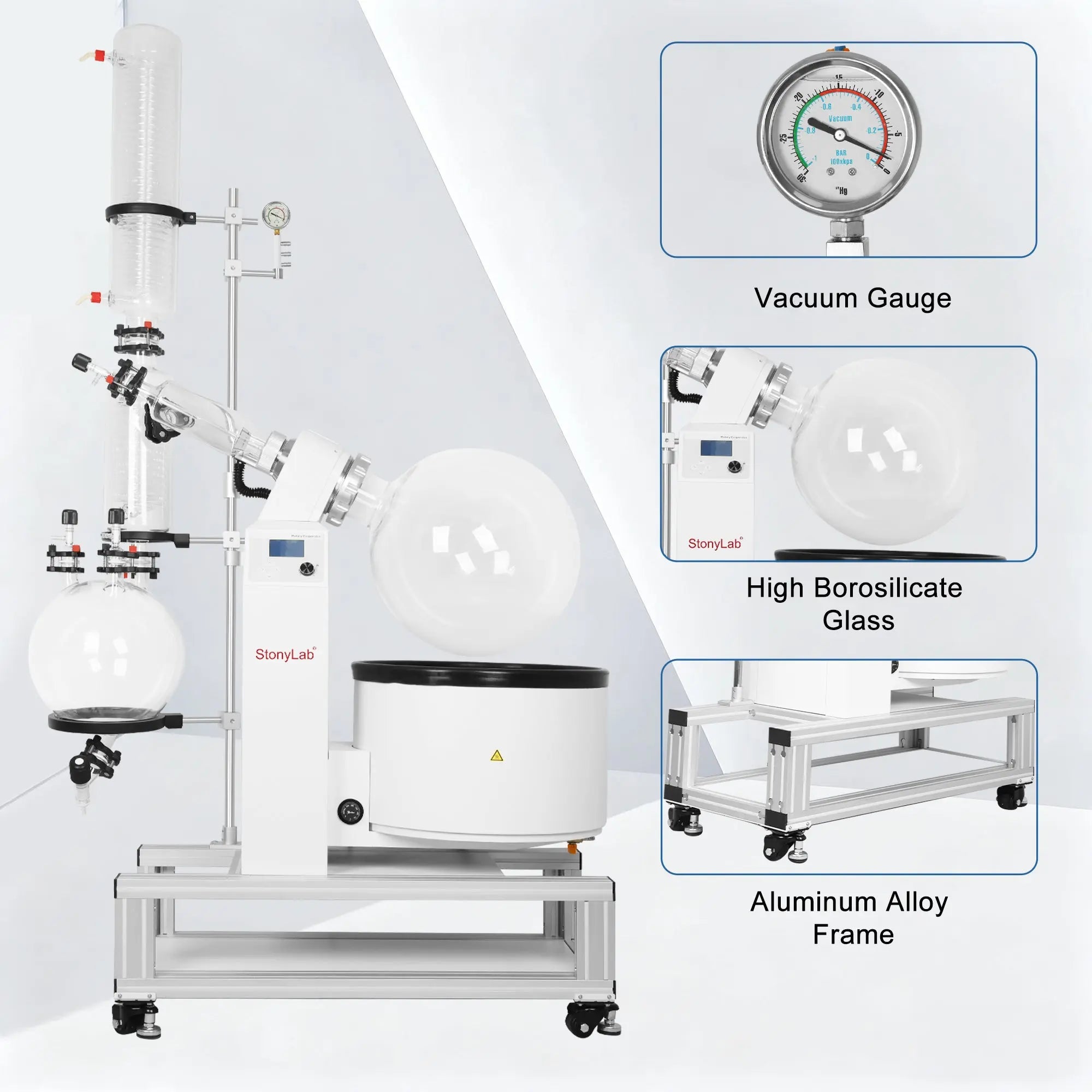 Alternative angle showing underlying build quality of StonyLab Pilot-scale Rotary Evaporator