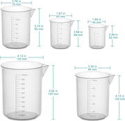 Close-up view showing the precise design and material of StonyLab Plastic Graduated Beaker Set