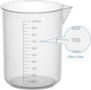 Side view and dimensional layout of the durable StonyLab Plastic Graduated Beaker Set