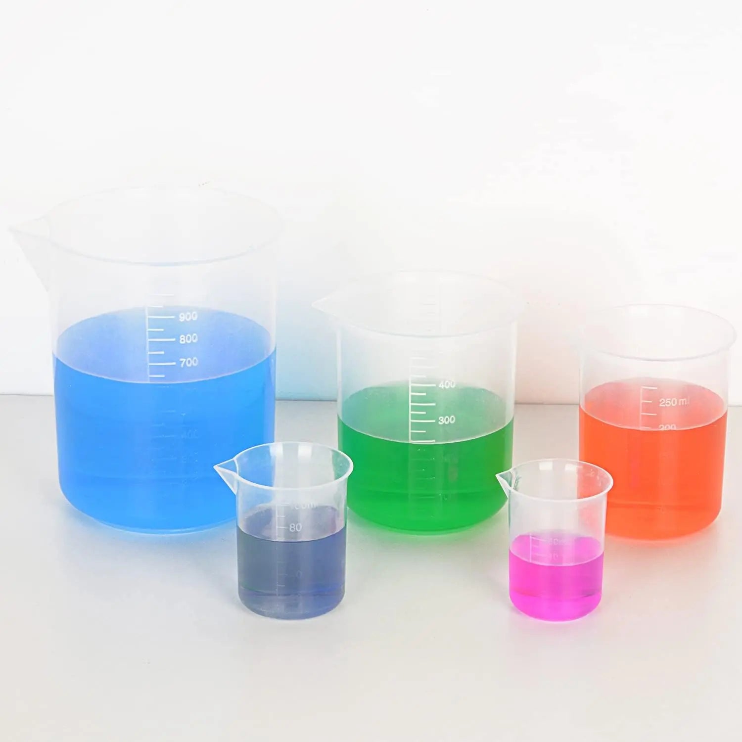 StonyLab Plastic Graduated Beaker Set heavy duty chemical processing configuration