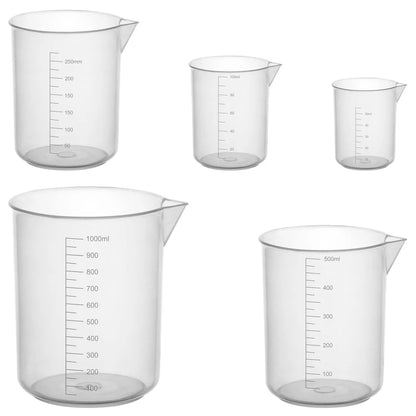 Plastic Graduated Beaker Set, 5 Pack - StonyLab Beakers 5-Pack