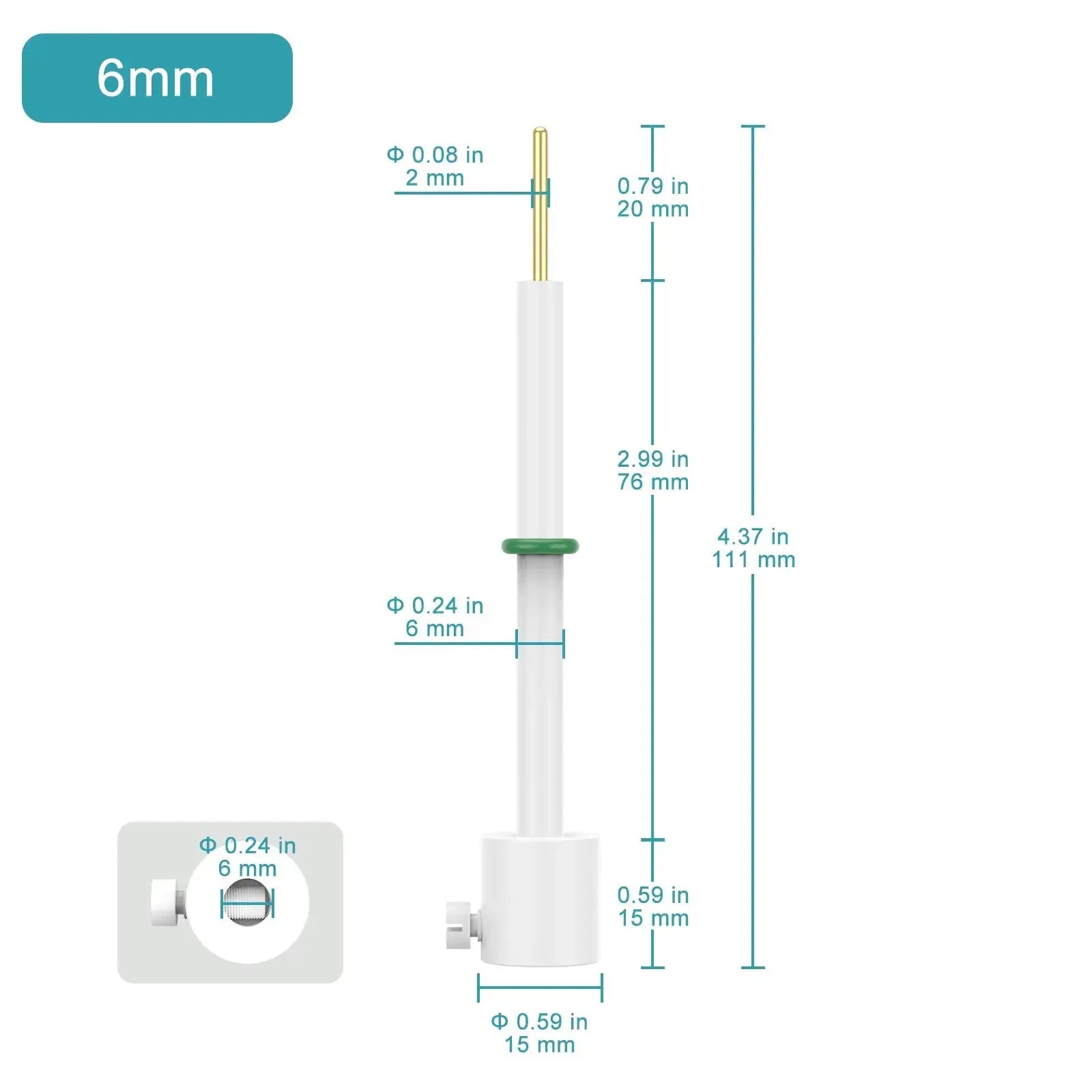 Side view and dimensional layout of the durable StonyLab Platinum Sheet Cylindrical Electrode Holder