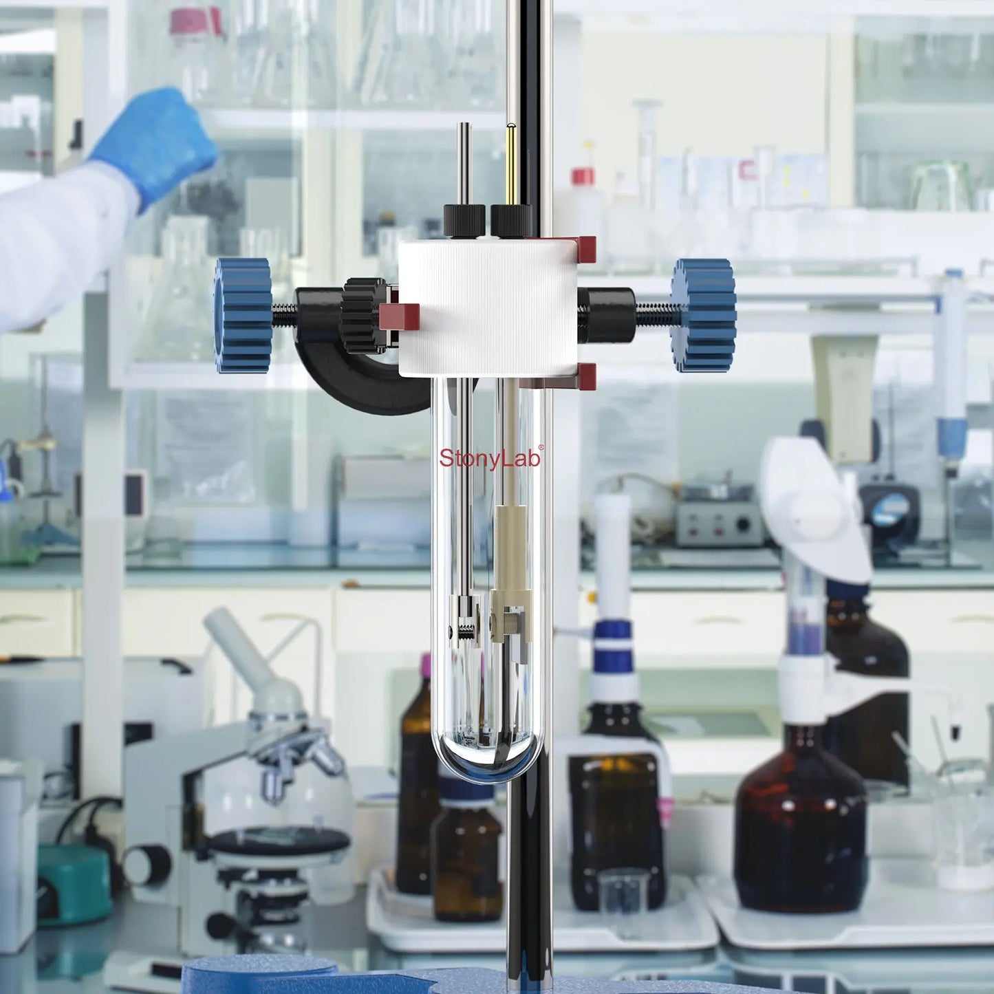 Platinum Sheet Electrode Holder, 5x5 mm Pt Sheet Conductive Substrate with PEEK Casing, 0.1-3mm Clampable Thickness, 99.99% Purity, SGS Certified - GDMS Tested, for Single-Chamber Tubular Cell (≤10 ml) Electrode for Tubular Cell (≤10 ml)