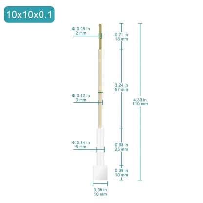 Platinum Sheet Electrode, 10x10x0.1mm, 99.99% Purity - SGS Certified -GDMS Tested, for Single-Chamber Tubular Cell (≤10 ml) Electrode for Tubular Cell (≤10 ml)