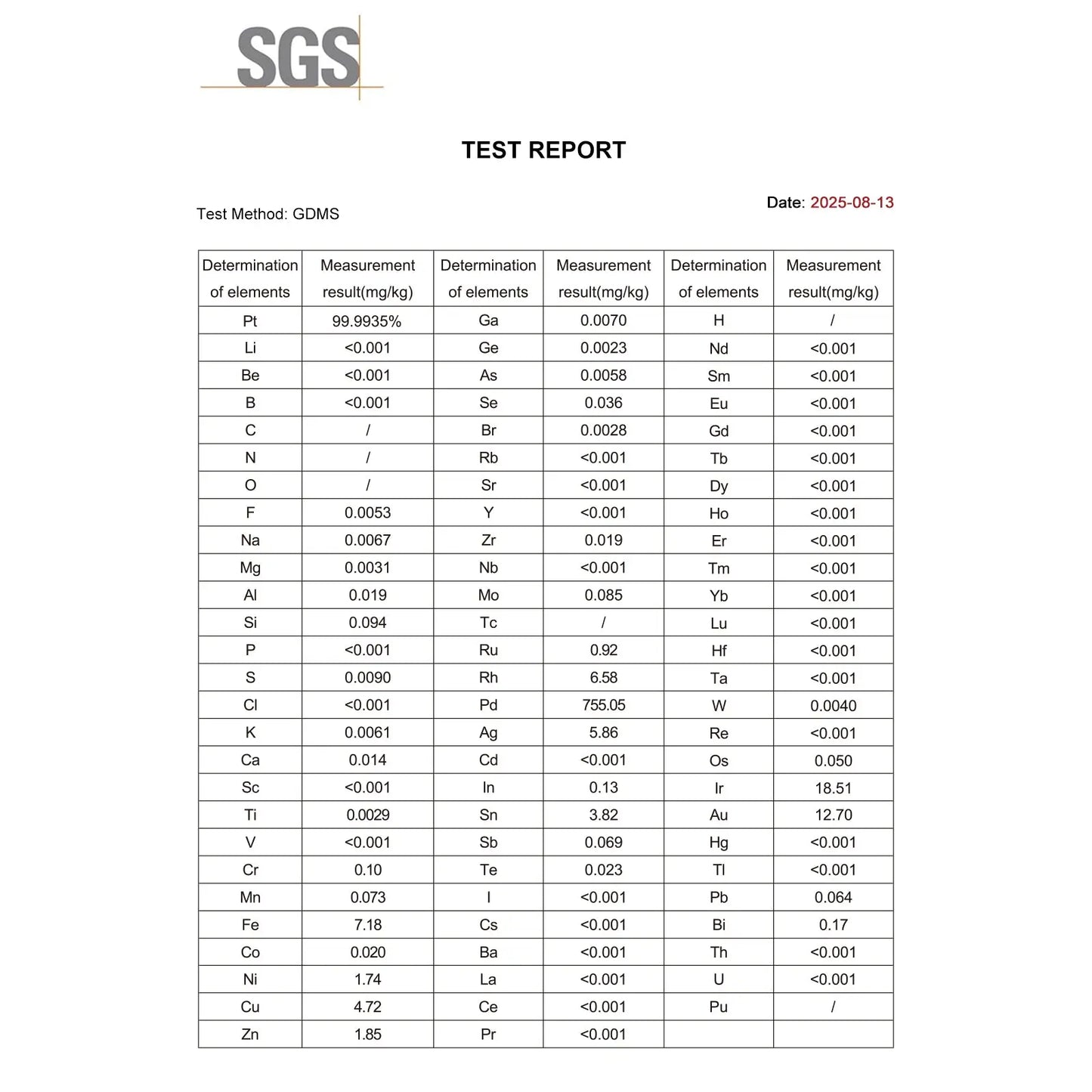 Platinum Sheet Electrode, 10x10x0.1mm, 99.99% Purity - SGS Certified -GDMS Tested, for Single-Chamber Tubular Cell (≤10 ml) Electrode for Tubular Cell (≤10 ml)