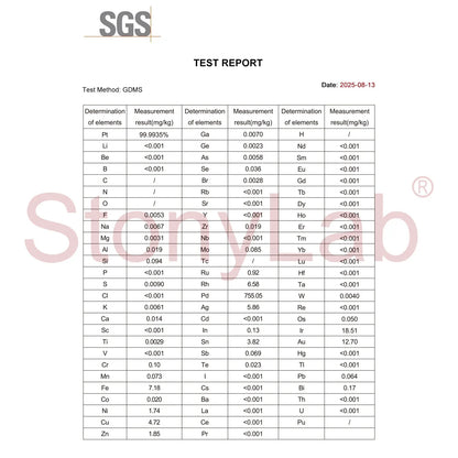 Platinum Sheet Electrode, 10x10x0.1mm, >99.99% Purity - SGS Certified -GDMS Tested, for Single-Chamber Tubular Cell (=10 ml) Electrode for Tubular Cell (≤10 ml)