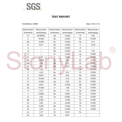 Platinum Sheets, 10x10x0.1 mm/10x15x0.1 mm, >99.99% Purity, SGS Certified - GDMS Tested Electrode Material-Pt
