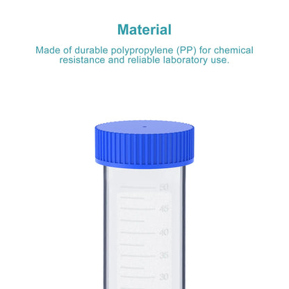 50 ml PP self-standing centrifuge tubes with screw caps conical bottom laboratory sample tubes 25-pack StonyLab
