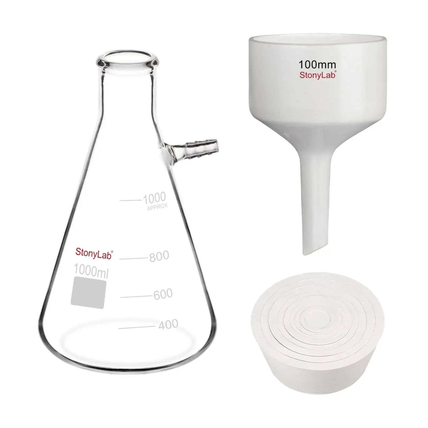 Porcelain Buchner Funnel Filtration Kits, 100 mm Porcelain Funnel, 1L Filter Flask Kits-Filtration Kits