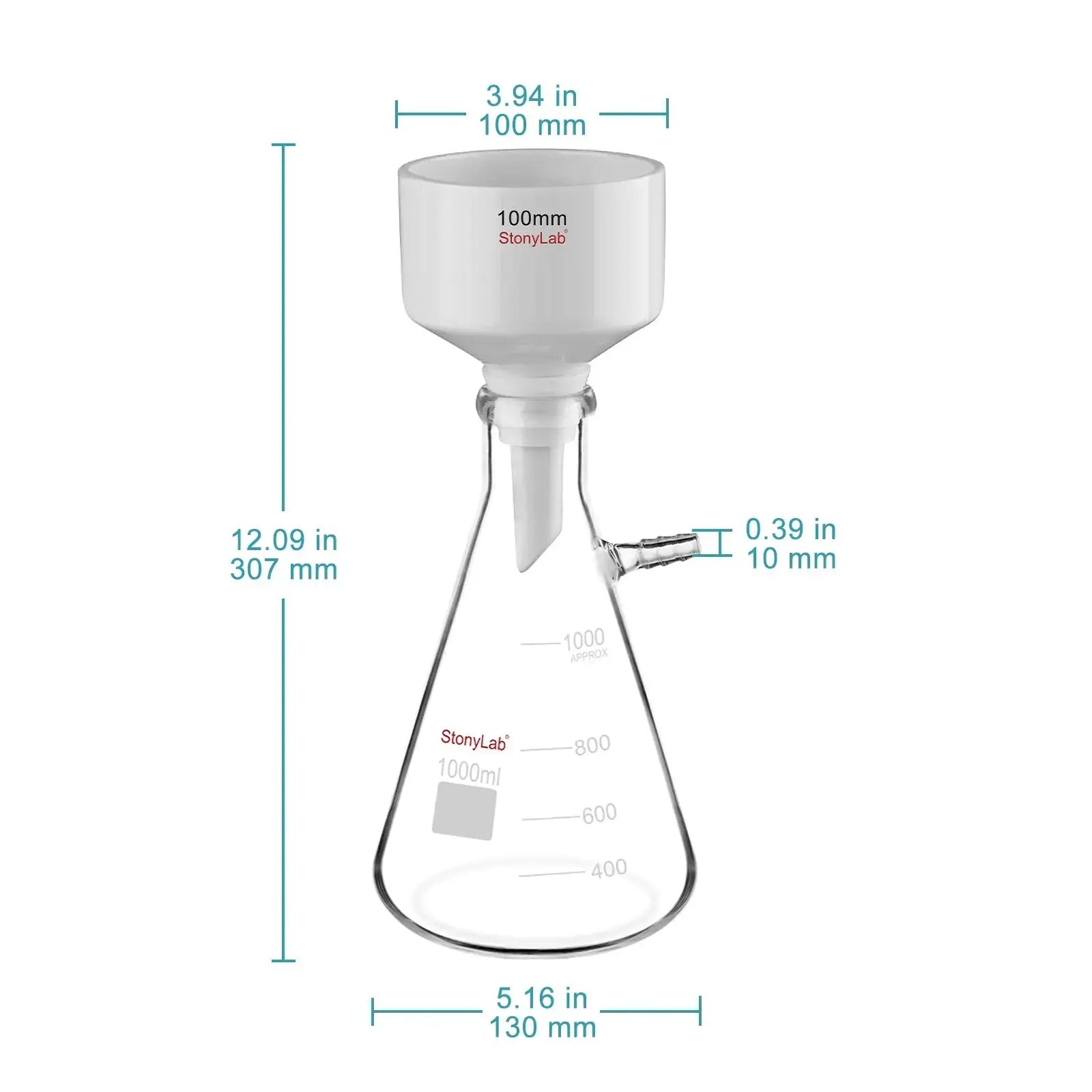 Close-up view showing the precise design and material of StonyLab Porcelain Buchner Funnel Filtration Kits