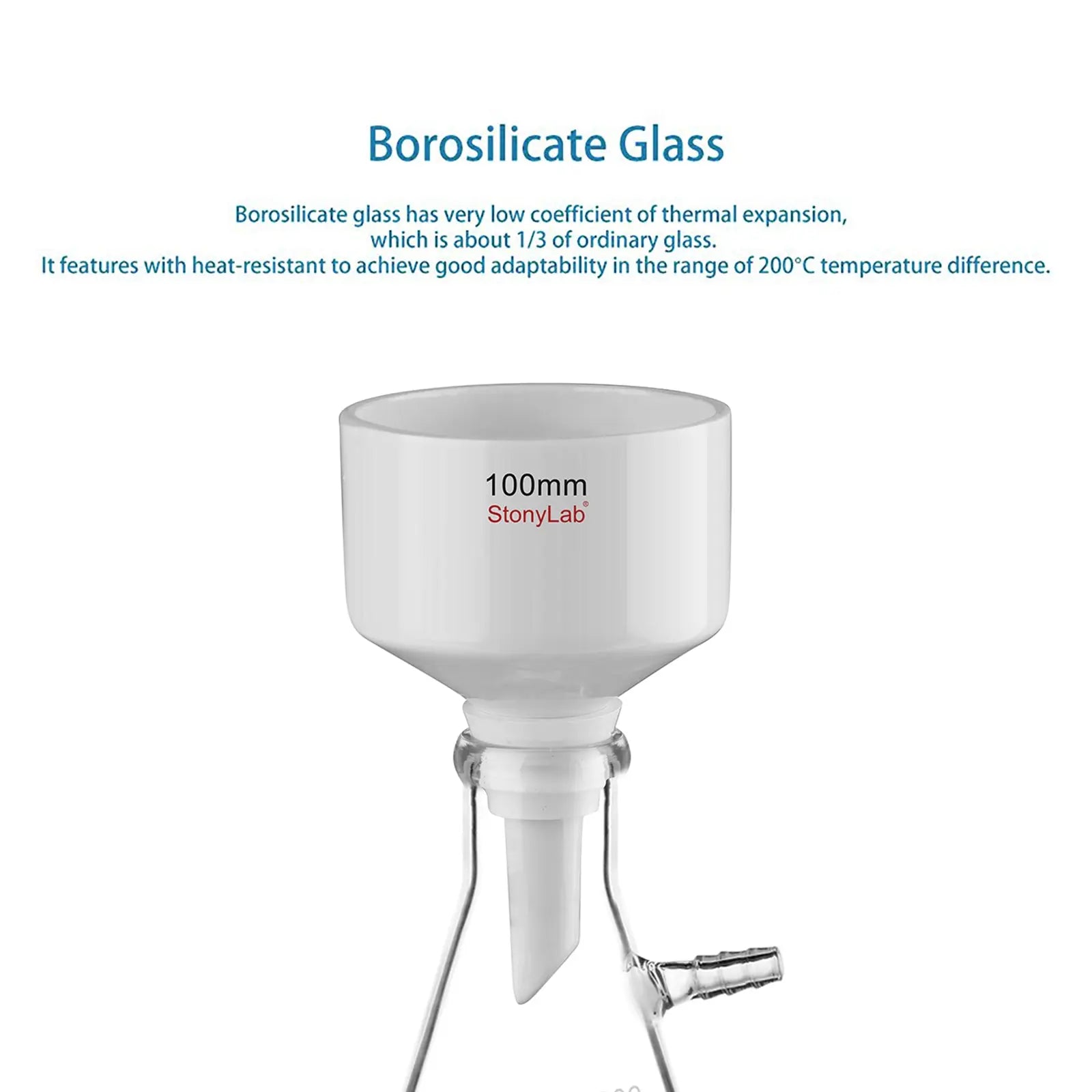 Comprehensive product view and setup components for StonyLab Porcelain Buchner Funnel Filtration Kits