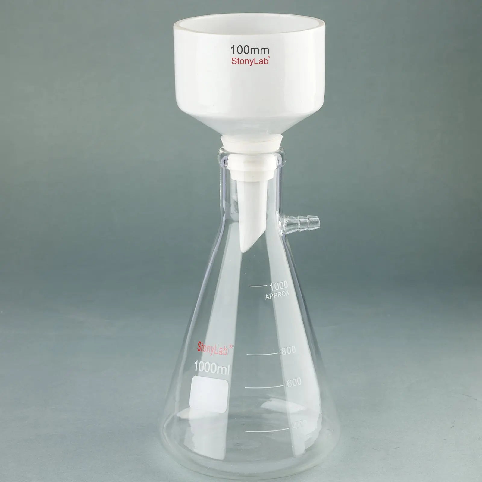 Comprehensive product view and setup components for StonyLab Porcelain Buchner Funnel Filtration Kits