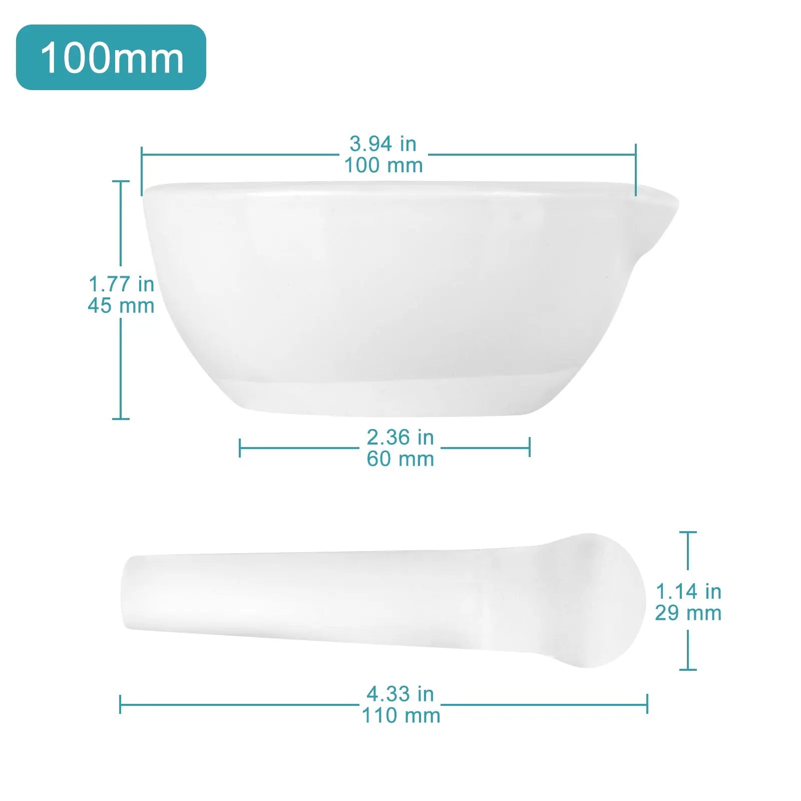 Close-up view showing the precise design and material of StonyLab Porcelain Mortar and Pestle Set