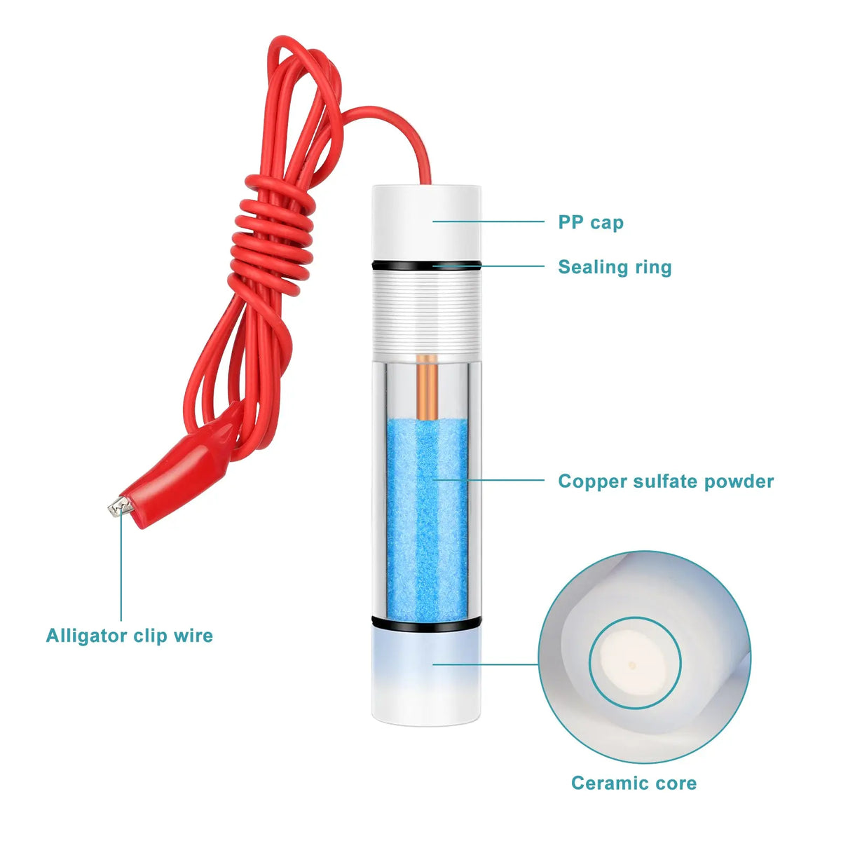 Portable copper sulfate reference electrode for field corrosion monitoring and cathodic protection testing of underground pipelines, cables and concrete structures StonyLab