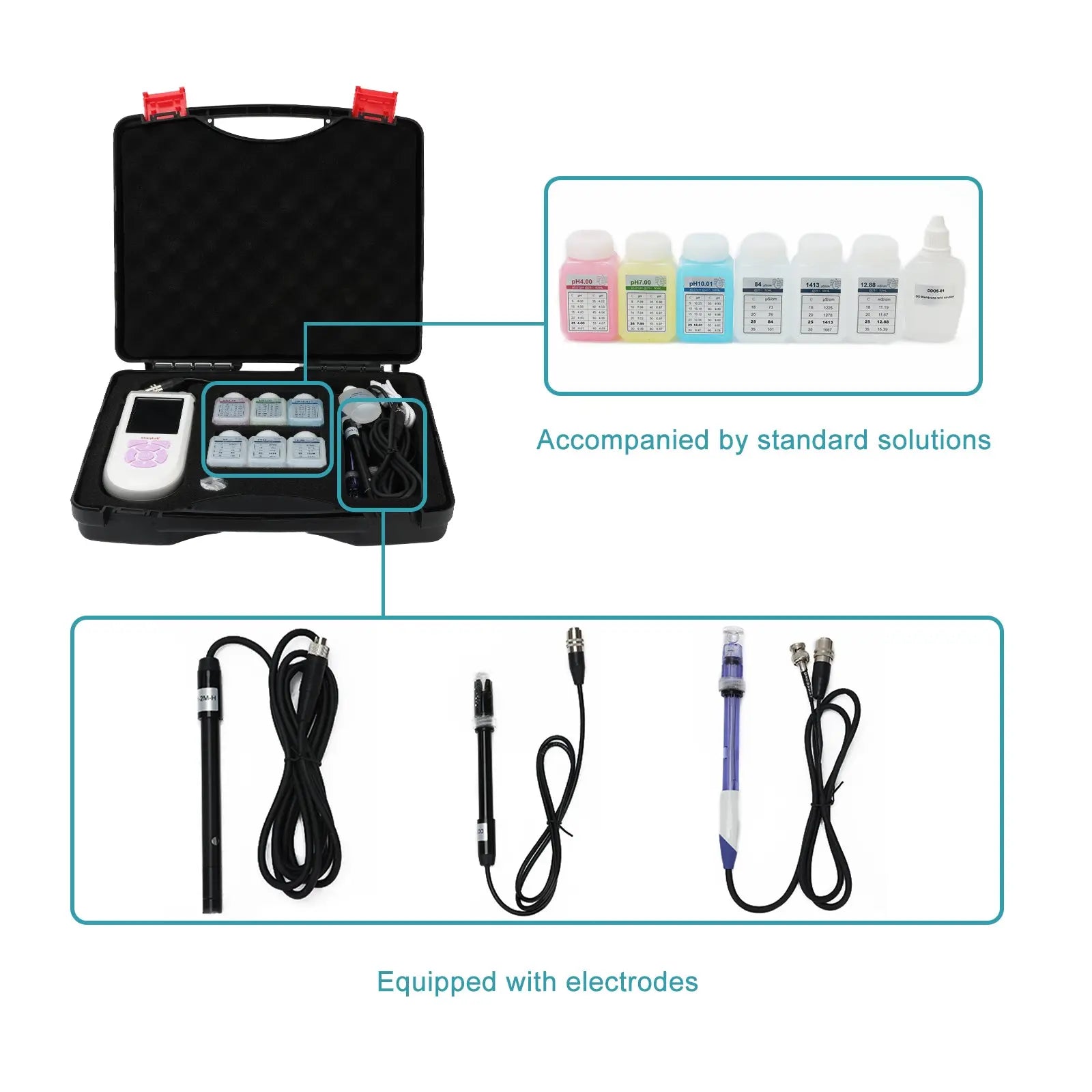 Portable Multi-Parameter Electrochemical Analyzer,  Conductivity, DO Meter with Electrodes & Calibration Kit Electrochemical Analyzer