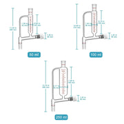 Powder feeding funnel with 24/40 ground glass joints and PTFE stopcock, 50-250 ml, for controlled laboratory powder addition StonyLab