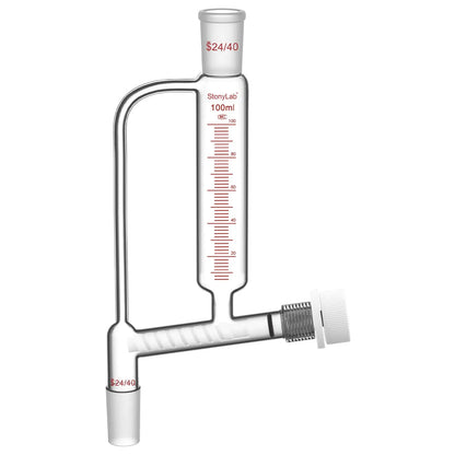 Powder feeding funnel with 24/40 ground glass joints and PTFE stopcock, 50-250 ml, for controlled laboratory powder addition StonyLab