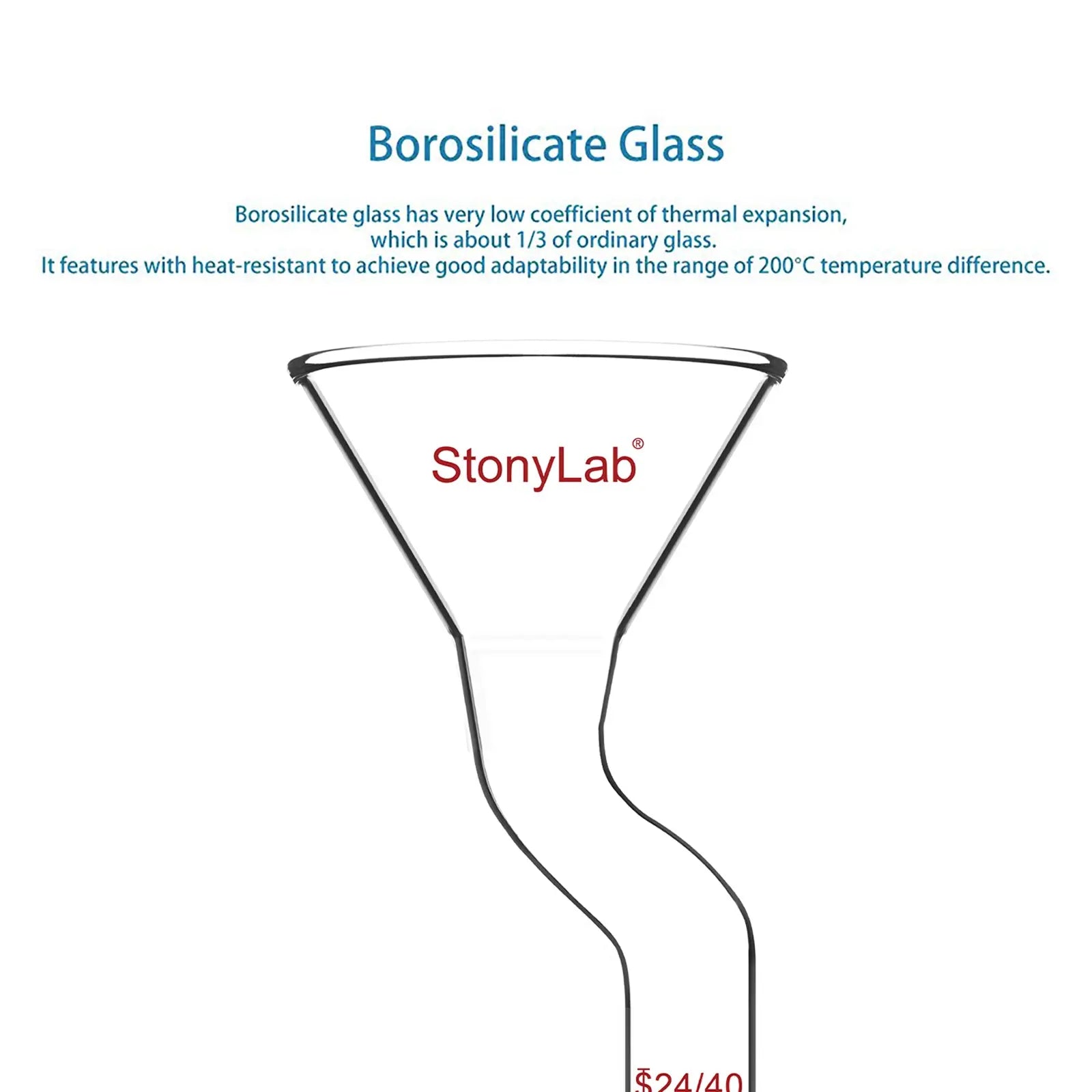 StonyLab Powder Funnel with Offset Design heavy duty chemical processing configuration
