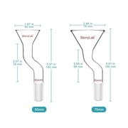 Close-up view showing the precise design and material of StonyLab Powder Funnel with Offset Design