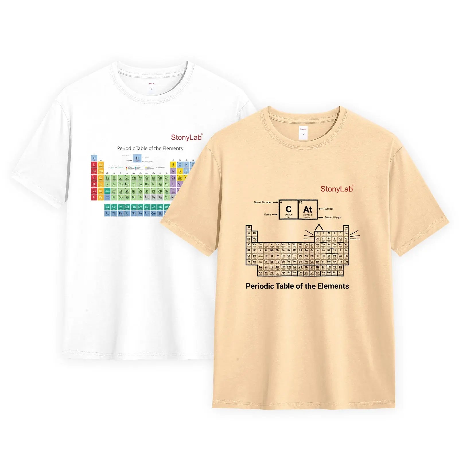 StonyLab Pure Cotton T-Shirt with Periodic Table Graphic for professional laboratory applications