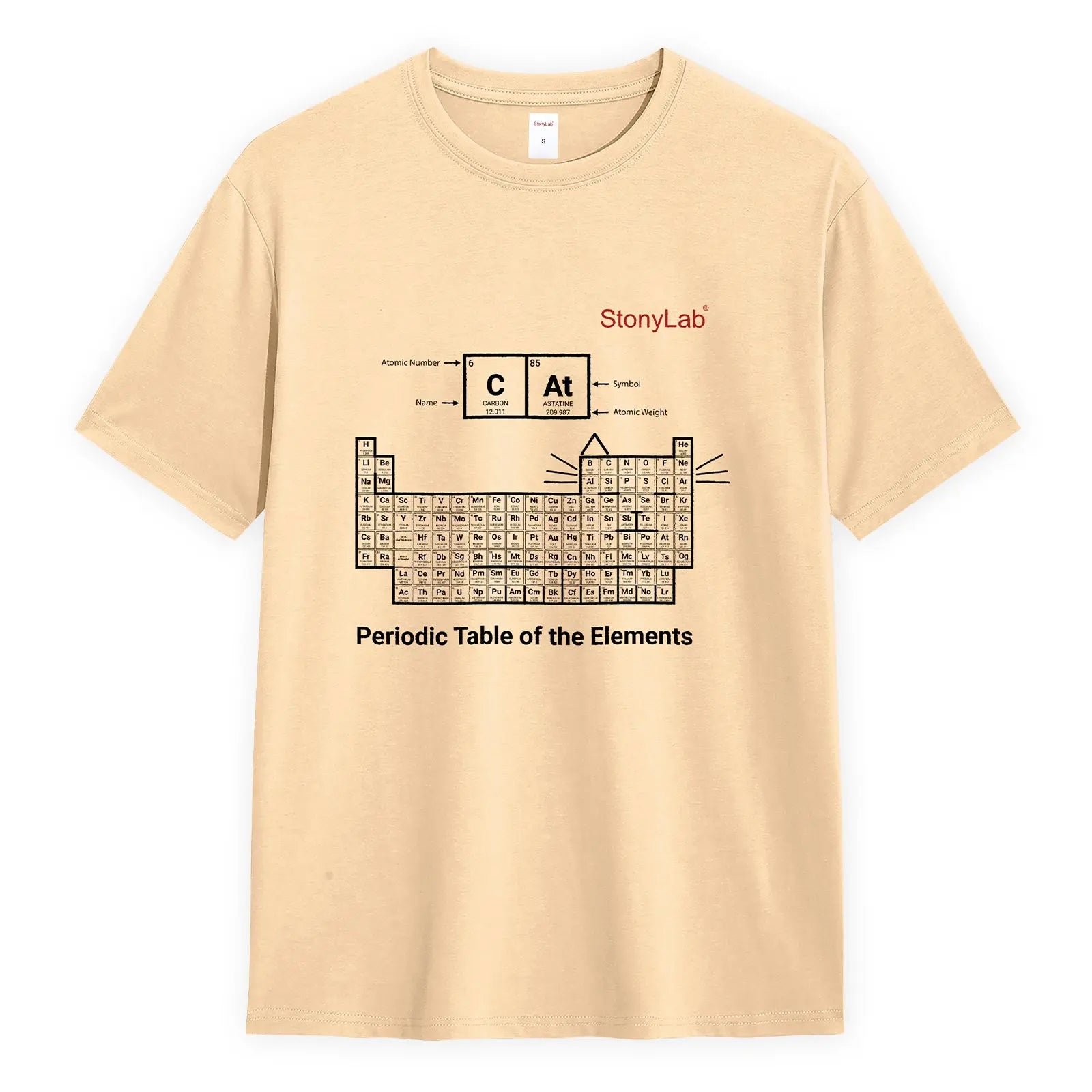 StonyLab Pure Cotton T-Shirt with Periodic Table Graphic heavy duty chemical processing configuration