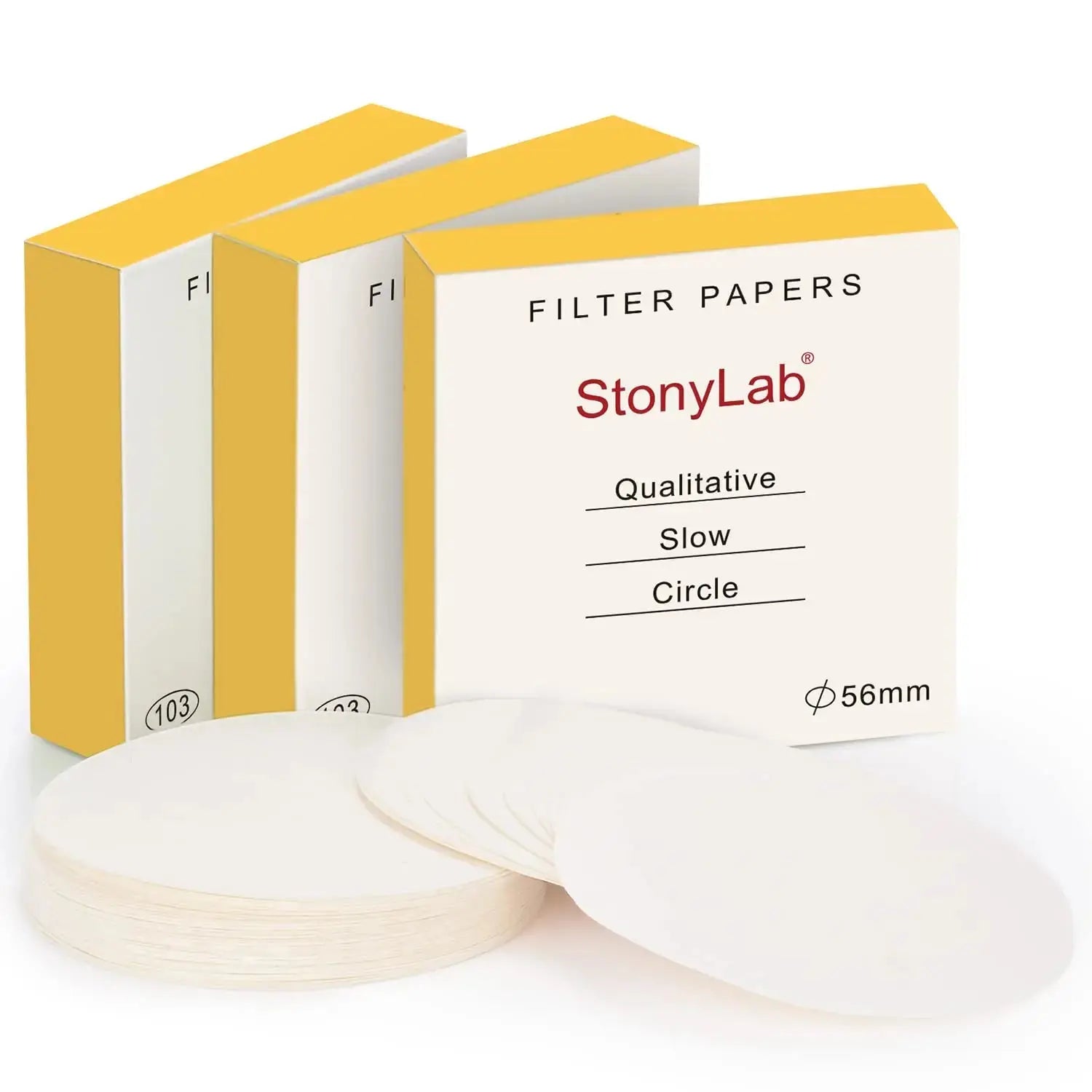 Slow Flow Rate Qualitative Filter Paper, 3 x 100 Pcs - StonyLab Filter Papers 56-mm