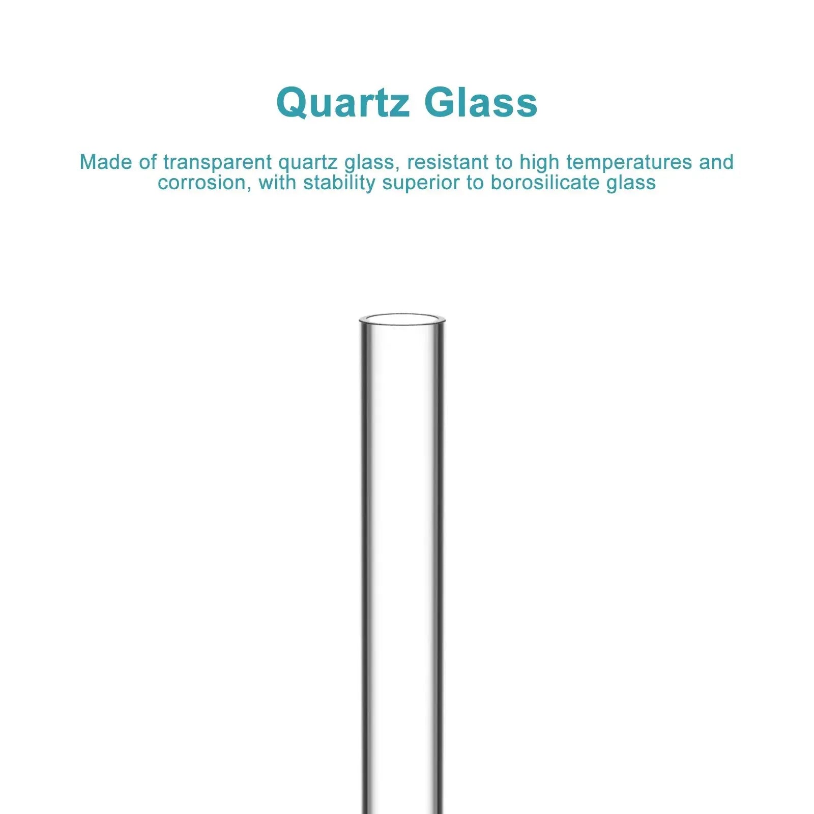 Side view and dimensional layout of the durable StonyLab Quartz Glass Test Tube