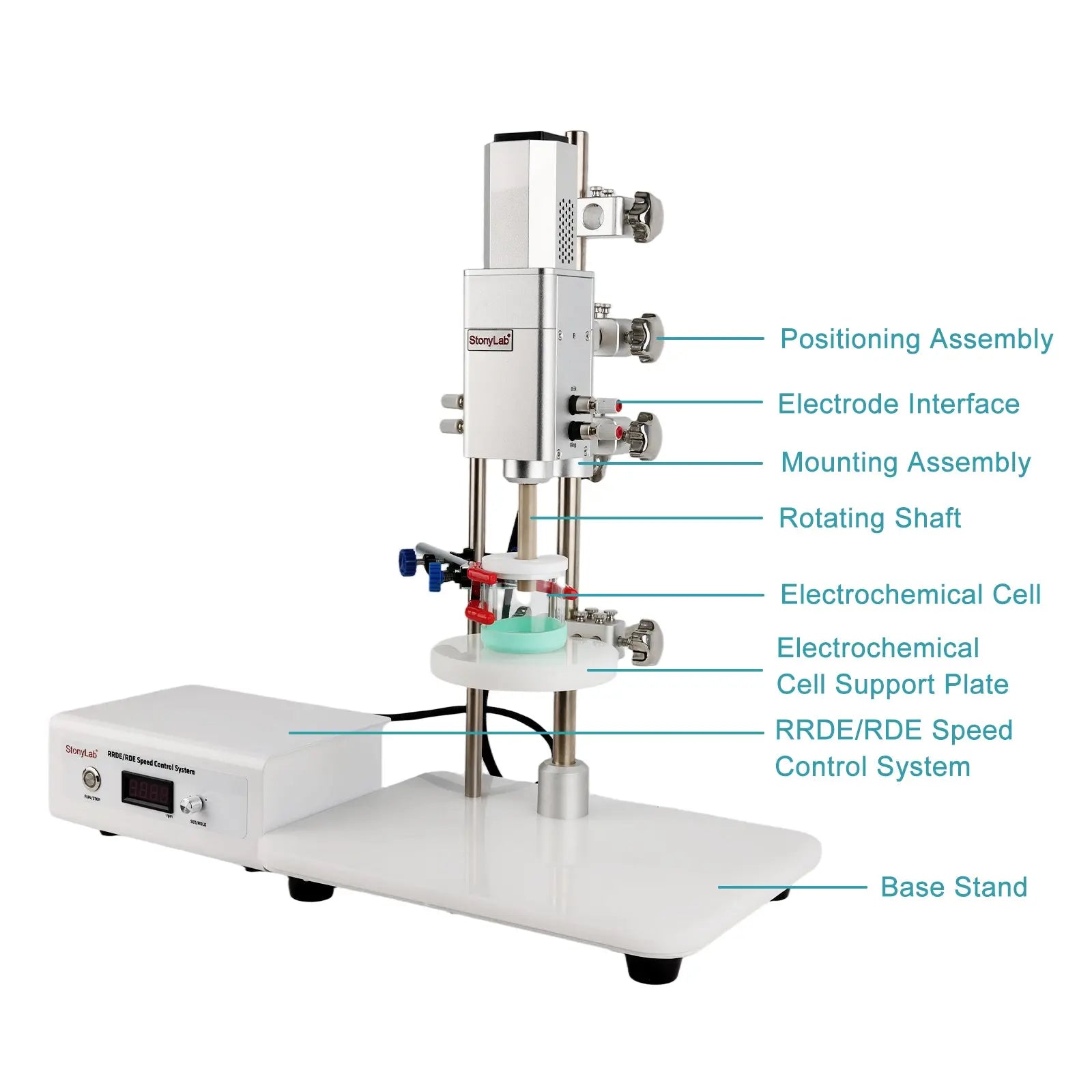 RRDE/RDE Rotating Electrode System, 50–9800 rpm Closed-Loop Speed Control, External Workstation Control, Compatible with Threaded Electrodes Electrode Rotators