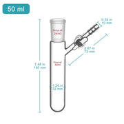 Close-up view showing the precise design and material of StonyLab Reaction Tube with Side Glass Stopcock