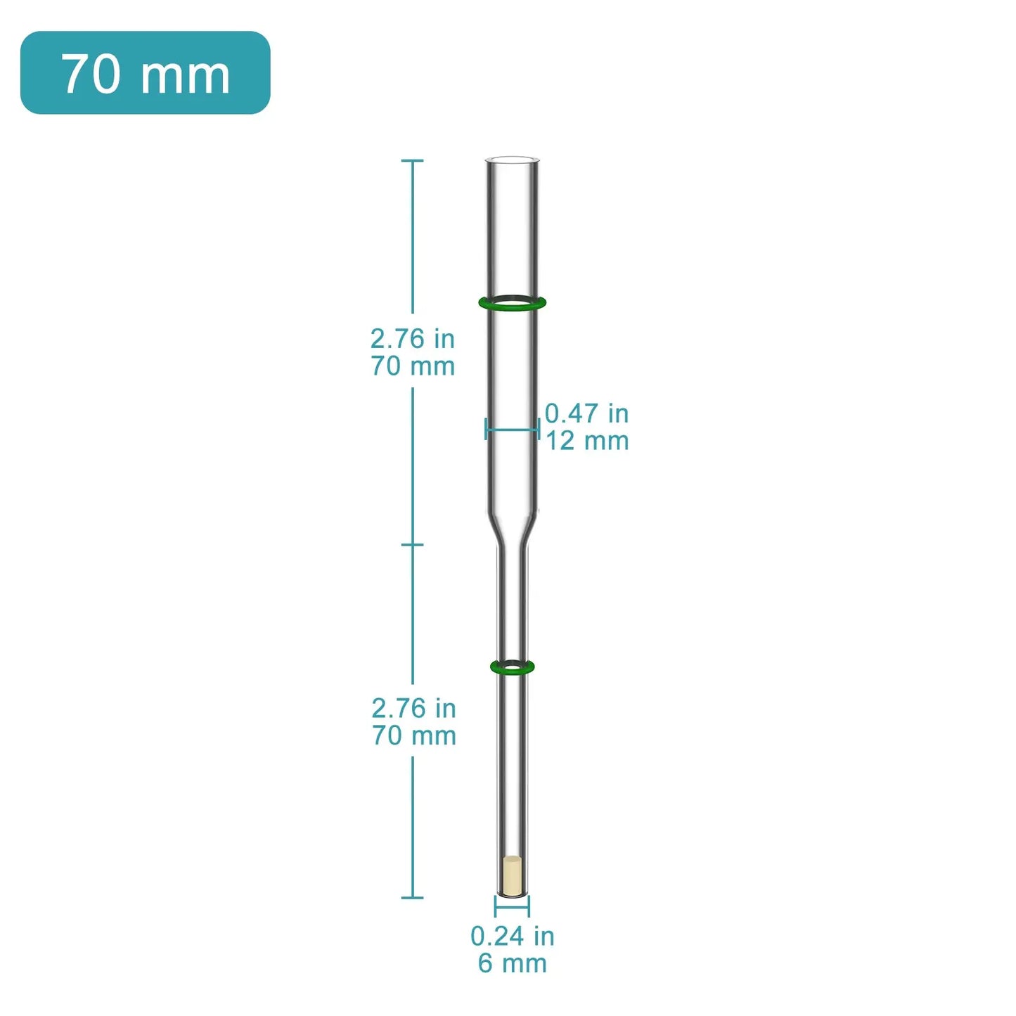Reducing Electrochemical Salt Bridge for Reference Electrodes, Glass Luggin Capillary Bridge Tube, 6 mm Tip Salt Bridge