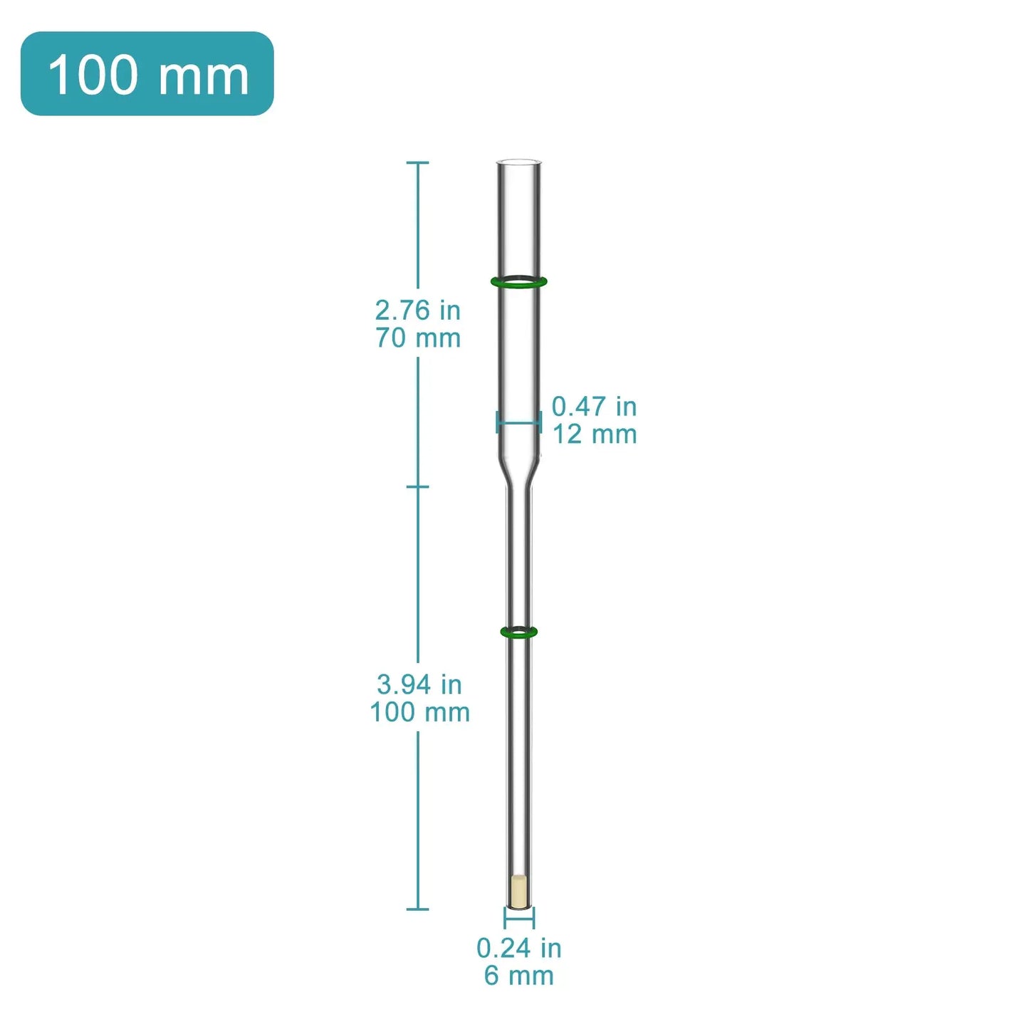 Reducing Electrochemical Salt Bridge for Reference Electrodes, Glass Luggin Capillary Bridge Tube, 6 mm Tip Salt Bridge
