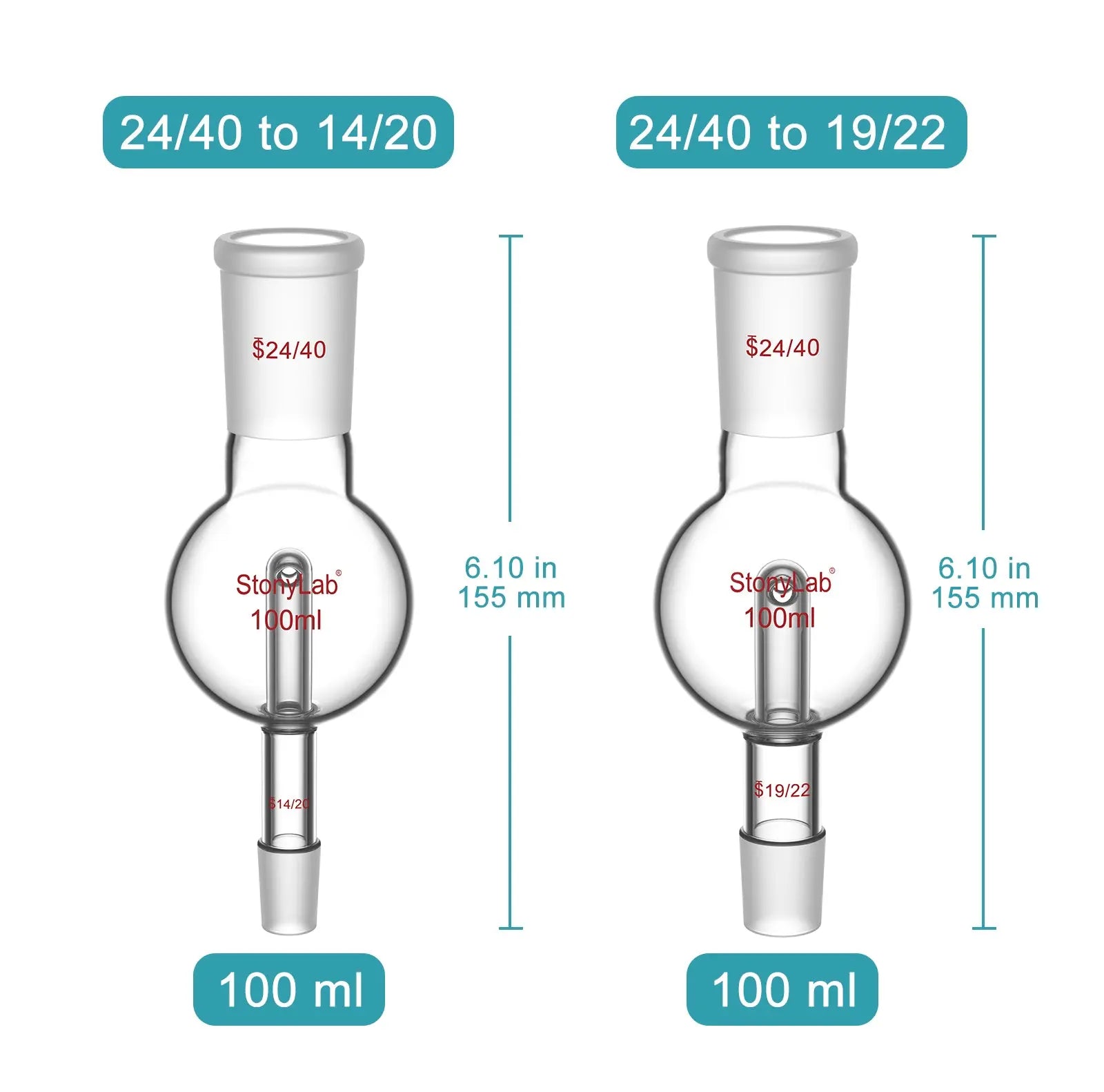 Close-up view showing the precise design and material of StonyLab Rotary Evaporator Bump Trap