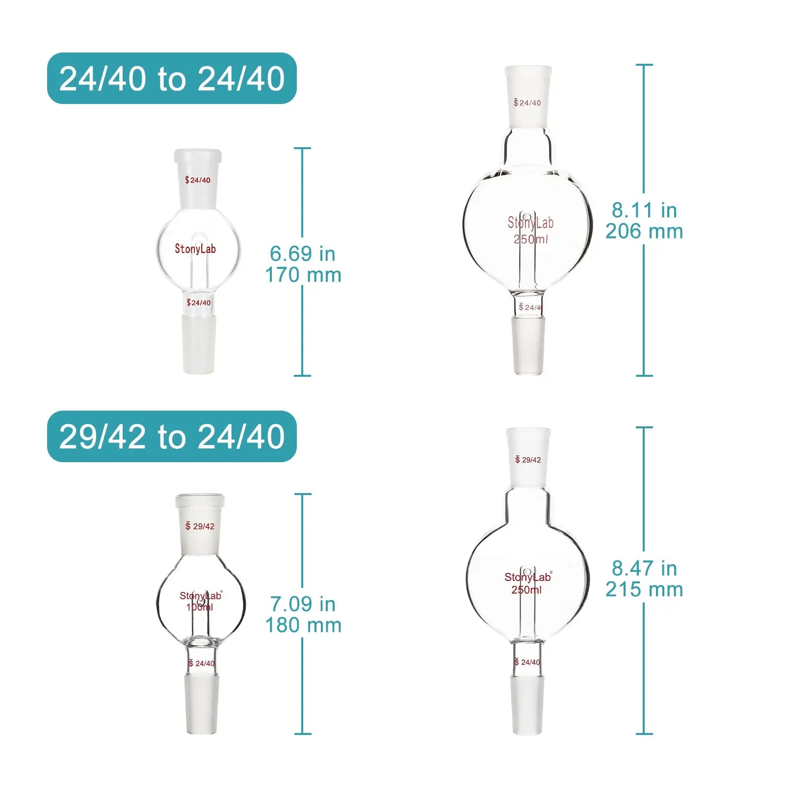 Evaporatore Bump Trap Stonylab 250ml - Per Evaporatore Rotante, Giunti 24/40 - Foto 6