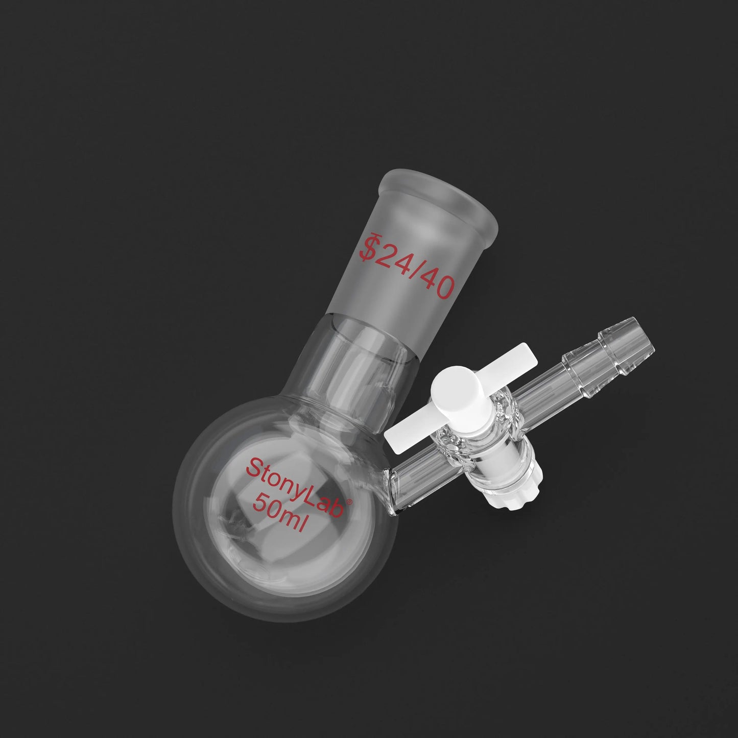 Round Bottom Reaction Flask, 24/40 Joint, PTFE Stopcock Valve, 50-1000ml Flasks-Round Bottom-1 Neck