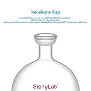 Side view and dimensional layout of the durable StonyLab Round Bottom Rotary Evaporator Collection Flask