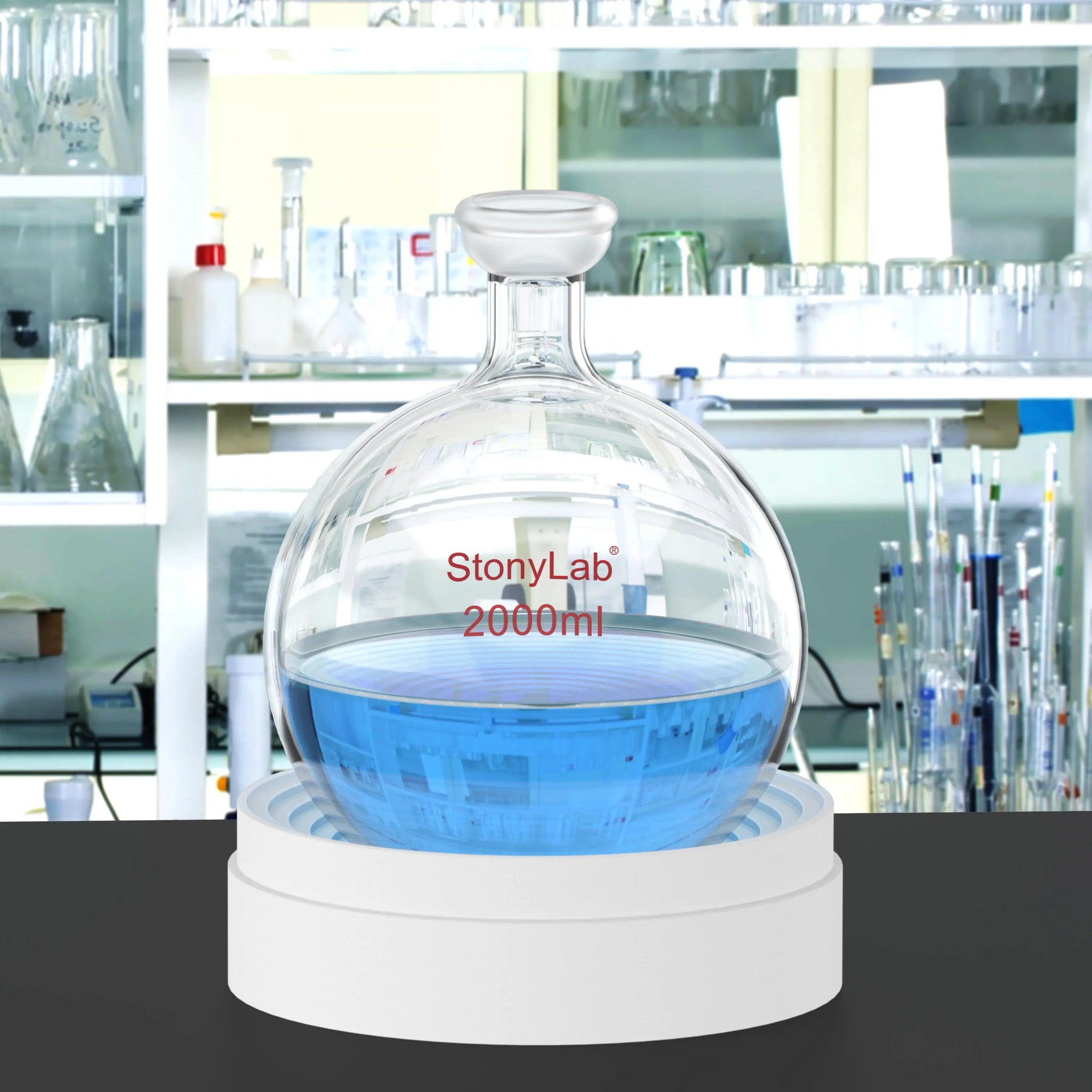 Detailed structural assembly component for StonyLab Round Bottom Rotary Evaporator Collection Flask