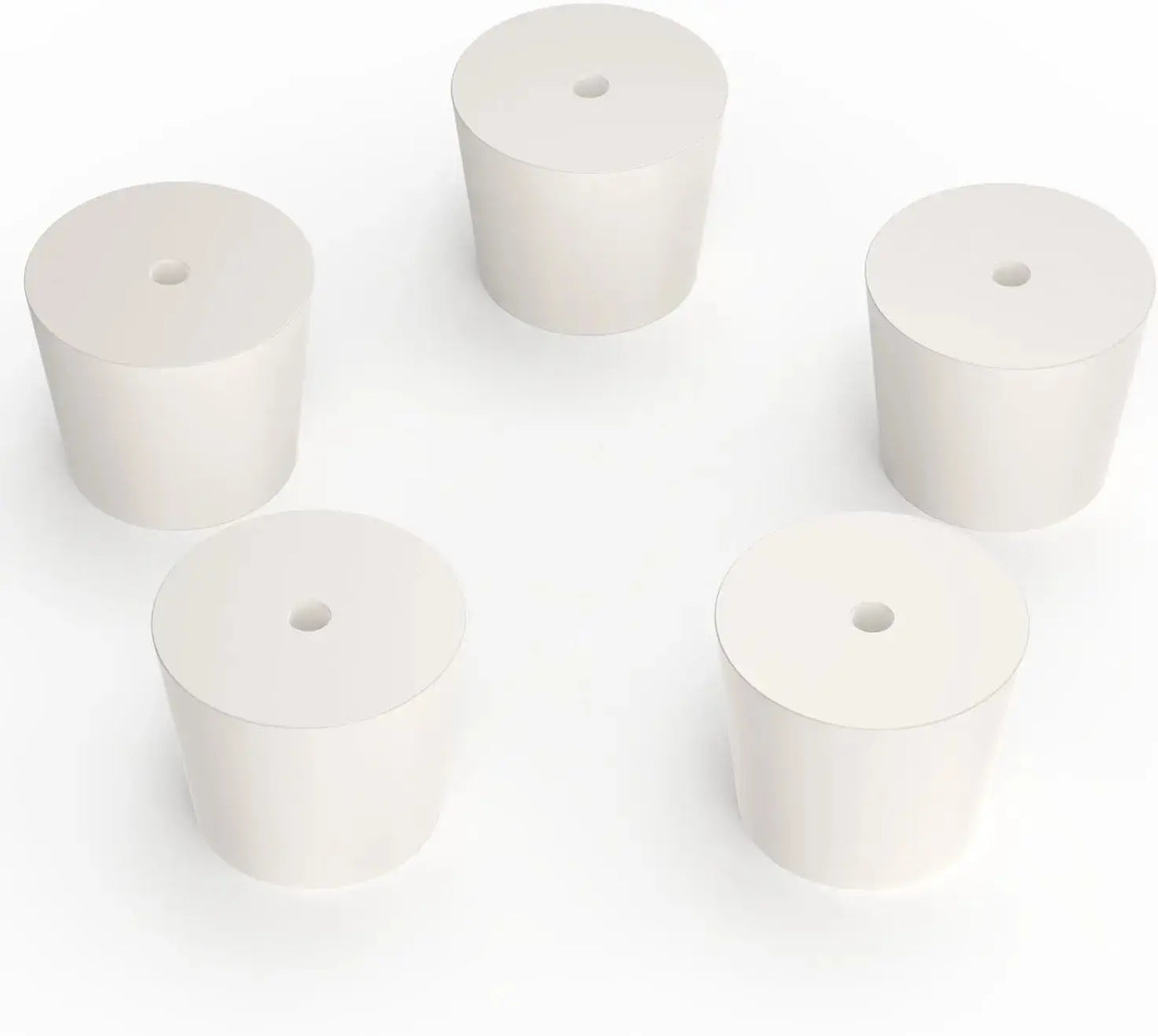 Solid Rubber Stoppers with Single Hole, 5-Pack Stoppers