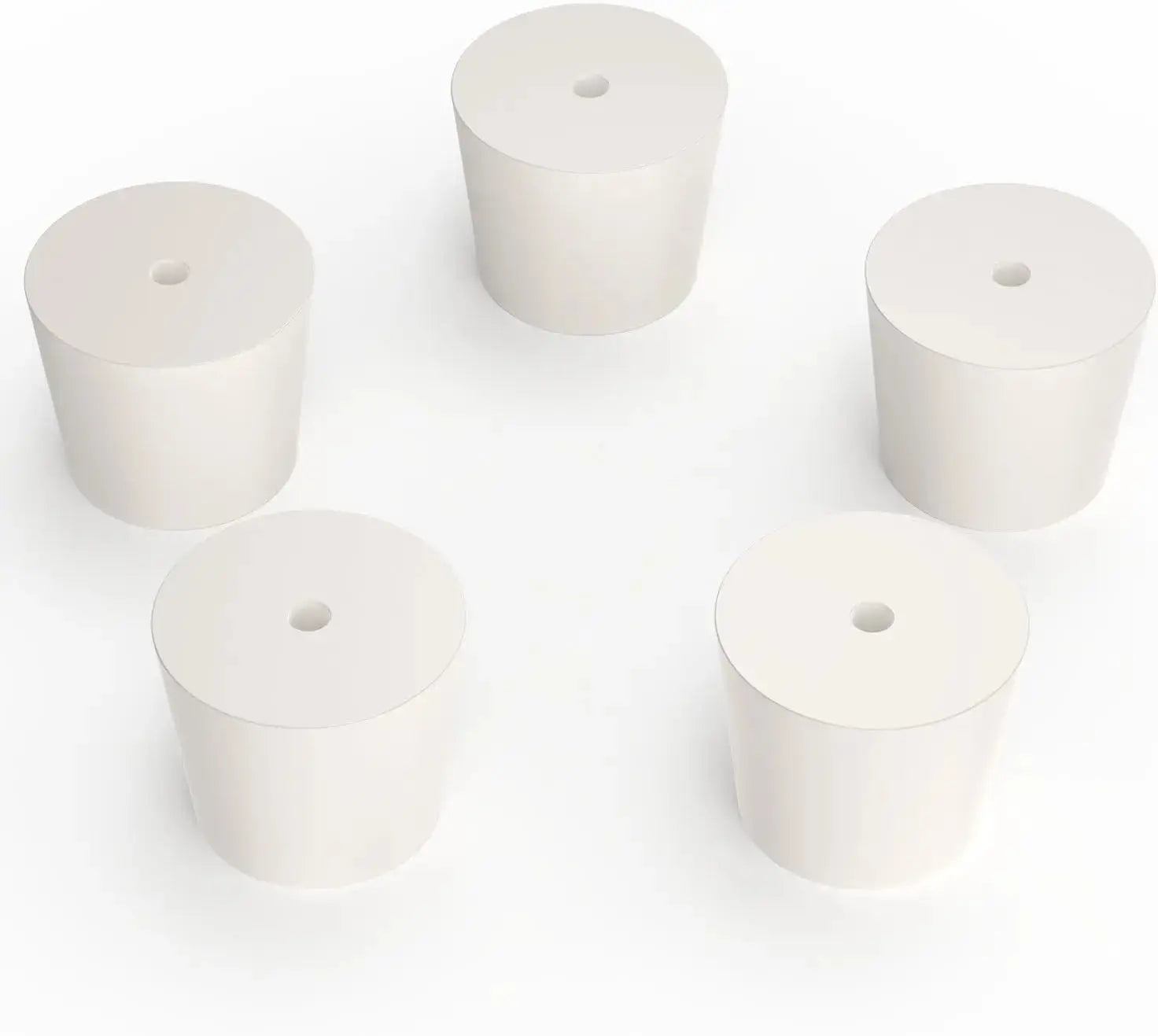 Solid Rubber Stoppers with Single Hole, 5-Pack Stoppers