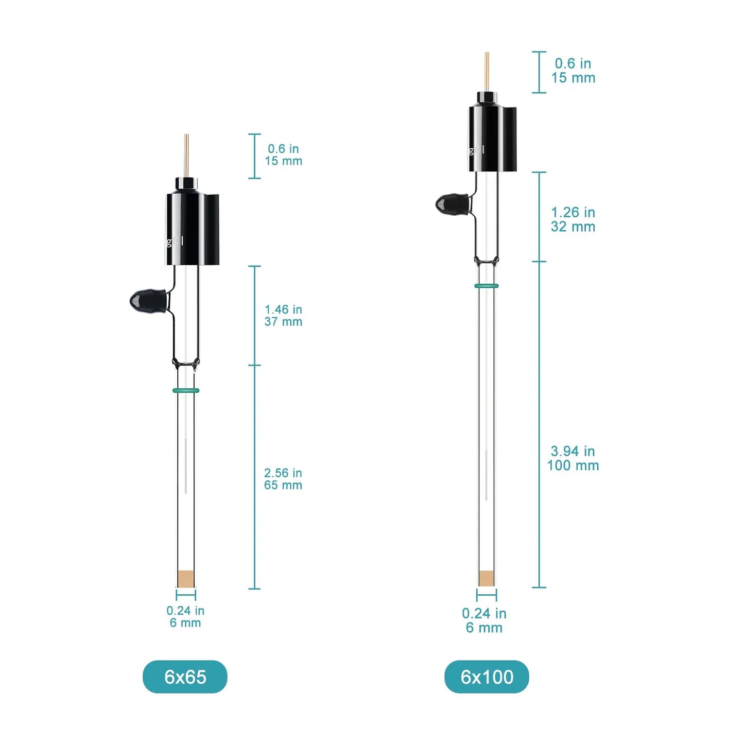 Saturated Ag/AgCl Reference Electrode, 6×65 mm / 6×100 mm, Neutral Reference Electrode - Ag/AgCl