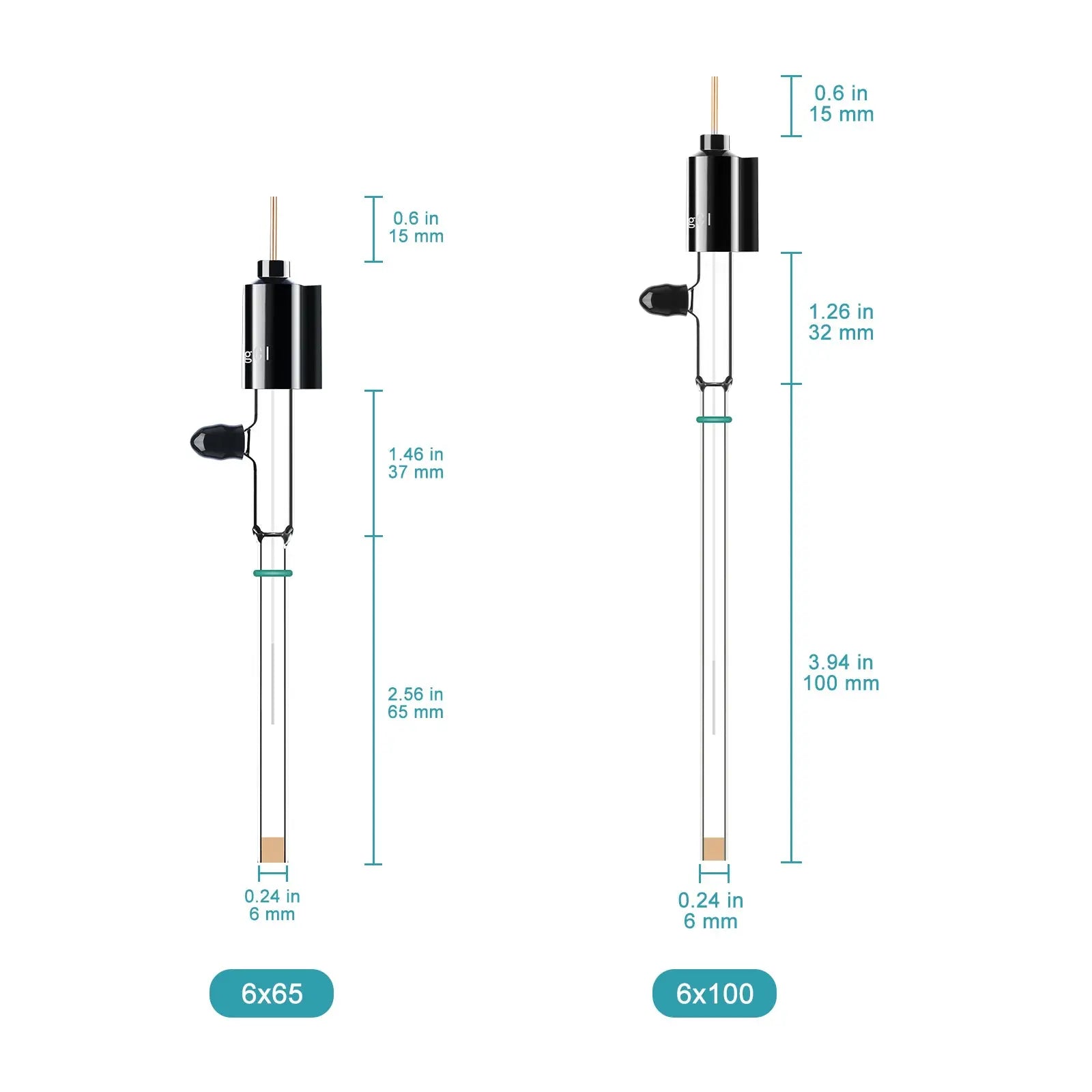 Saturated Ag/AgCl Reference Electrode, 6×65 mm / 6×100 mm, Neutral Reference Electrode - Ag/AgCl