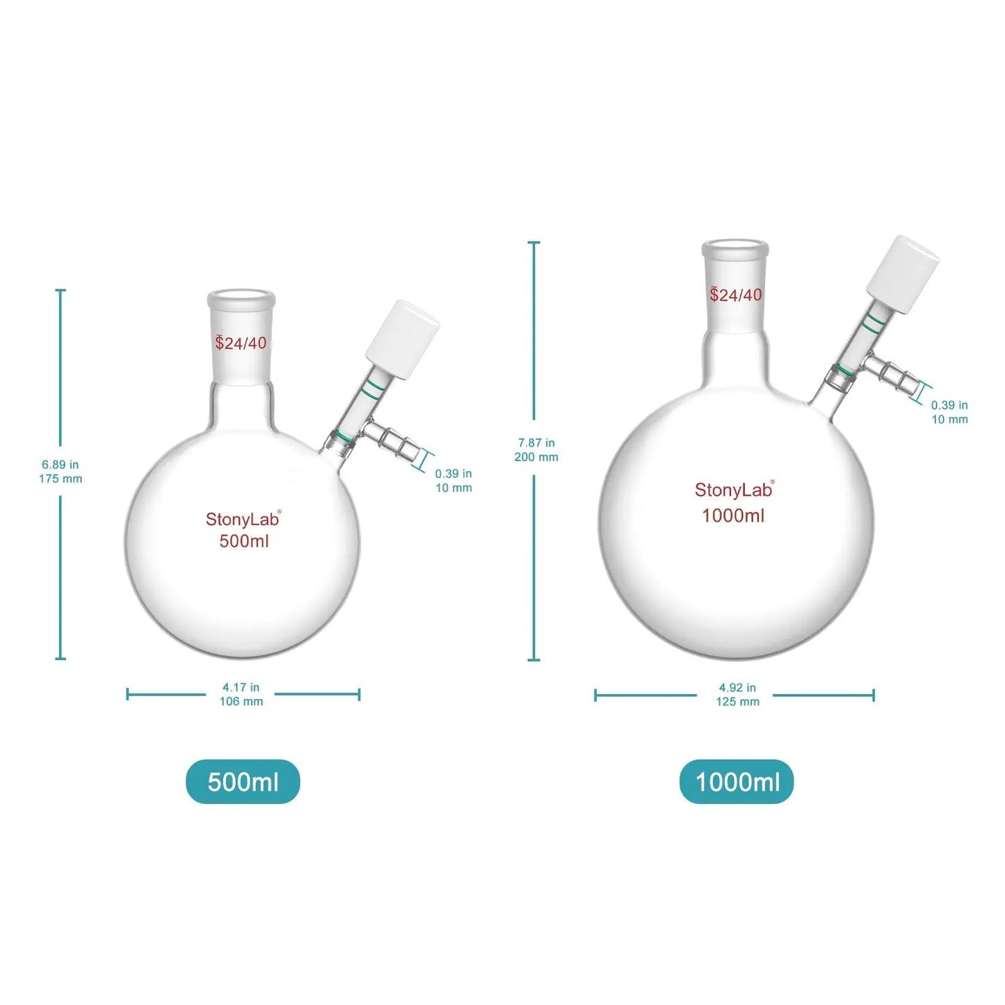 Schlenk Flask, 24/40 Joint, 500/1000 ml Flasks-Round Bottom-1 Neck