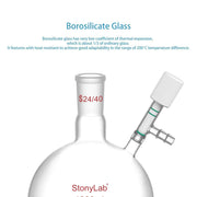 Side view and dimensional layout of the durable StonyLab Schlenk Flask