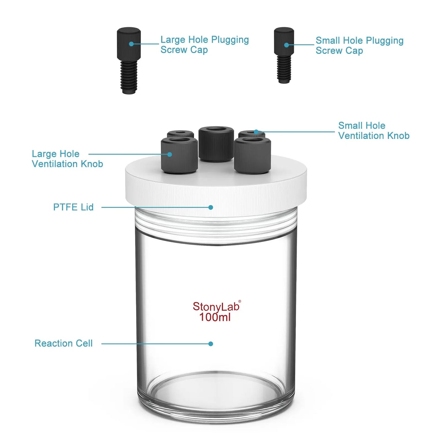 Sealed Electrolytic Cell [50-100 ml] Electrolyzer-Single Chamber